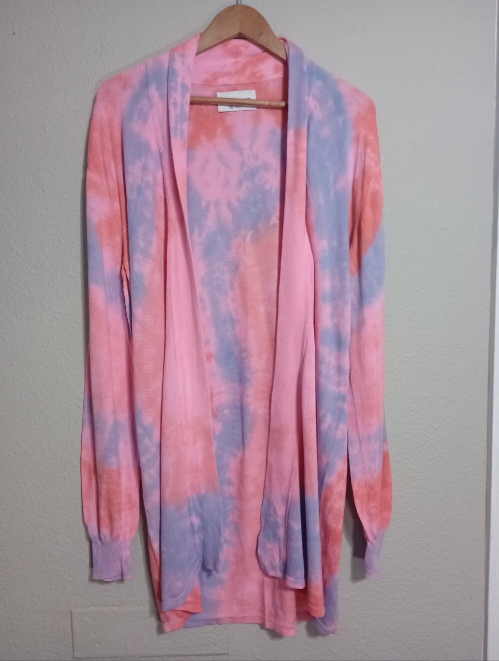 Baja East Tie Dye Pima Cotton Open Front Cardigan Oversized Fit